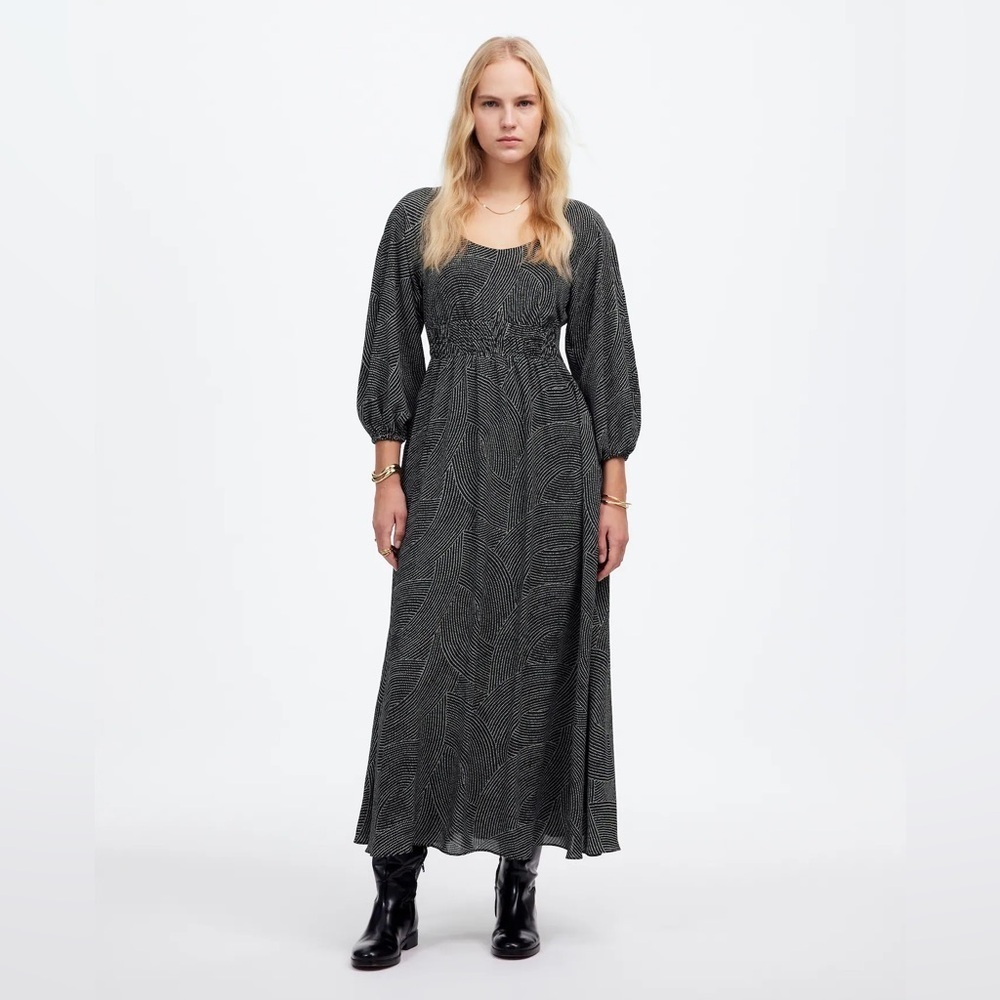 Madewell Balloon Sleeve Ruched midi dress size xxs